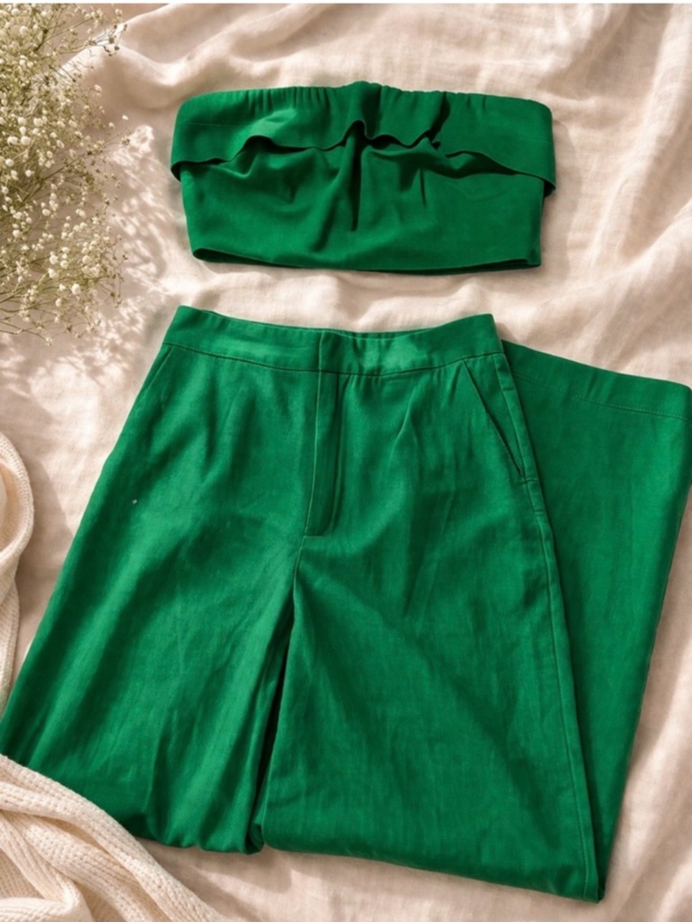 Princess Polly Emerald Green Wide Leg Pants - Picture 2 of 8